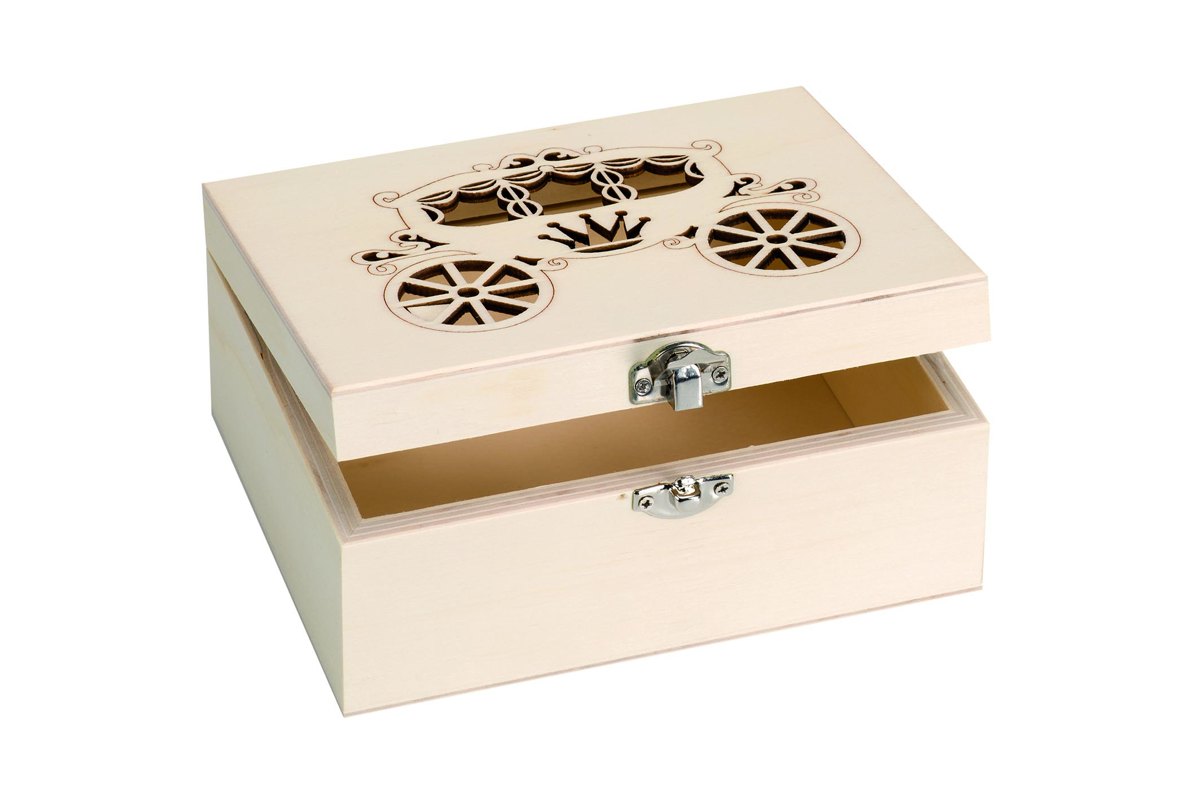 Houten doos rechthoekige kroon 17x12x8cm